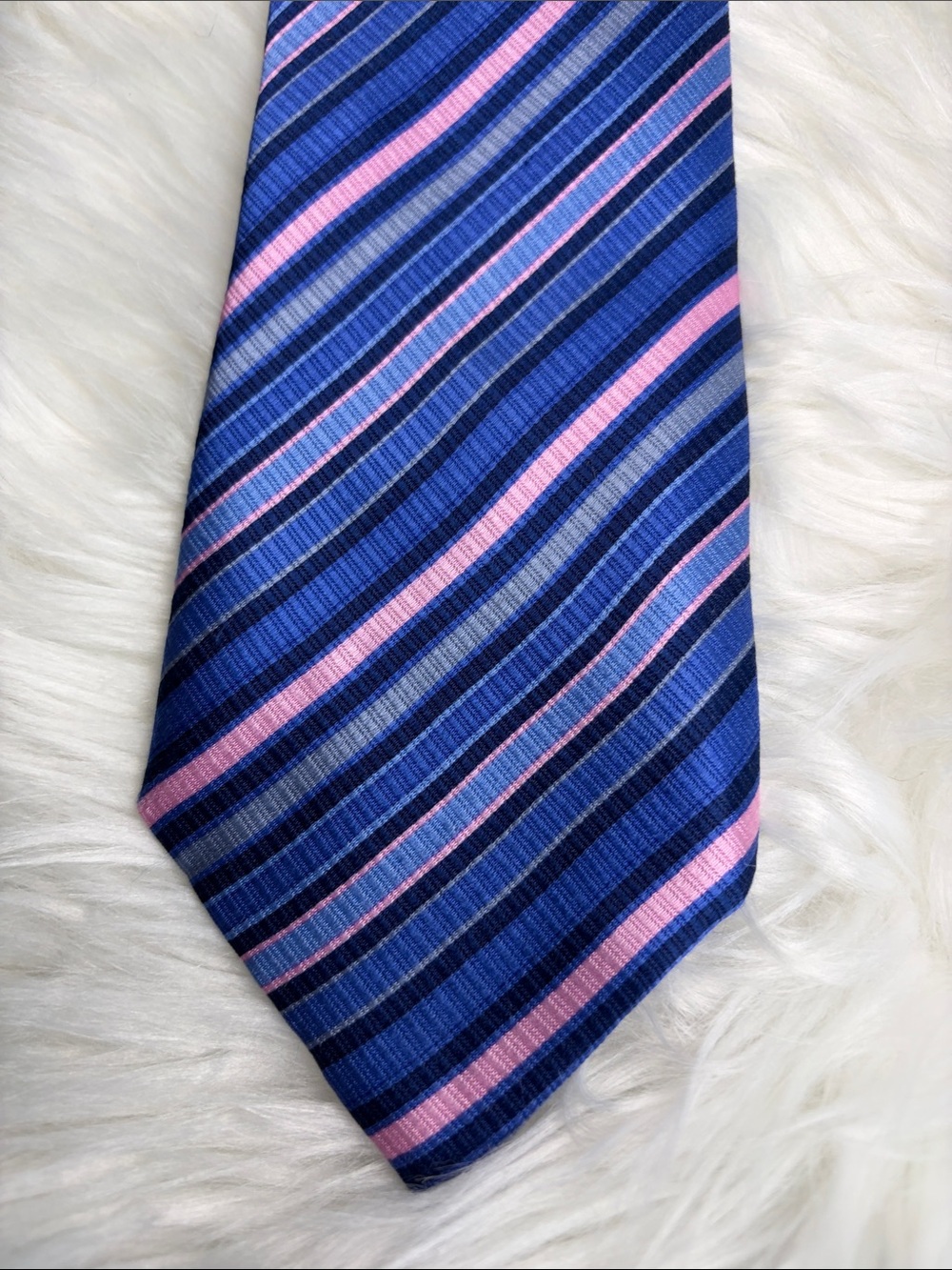 Navy and Pink Striped 100% Silk Men's Tie